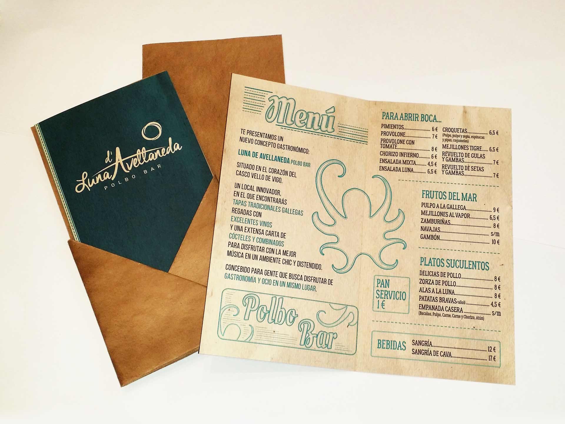 Polbo Bar Carta Creaemos Estudio de Diseño Ana Collazo